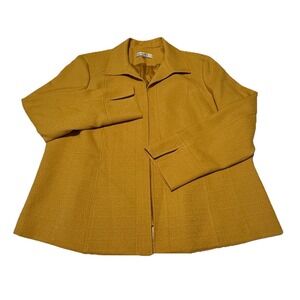 Kasper Blazer Open  Front‎ Yellow Mustard Jacket Size 18 Professional Academia